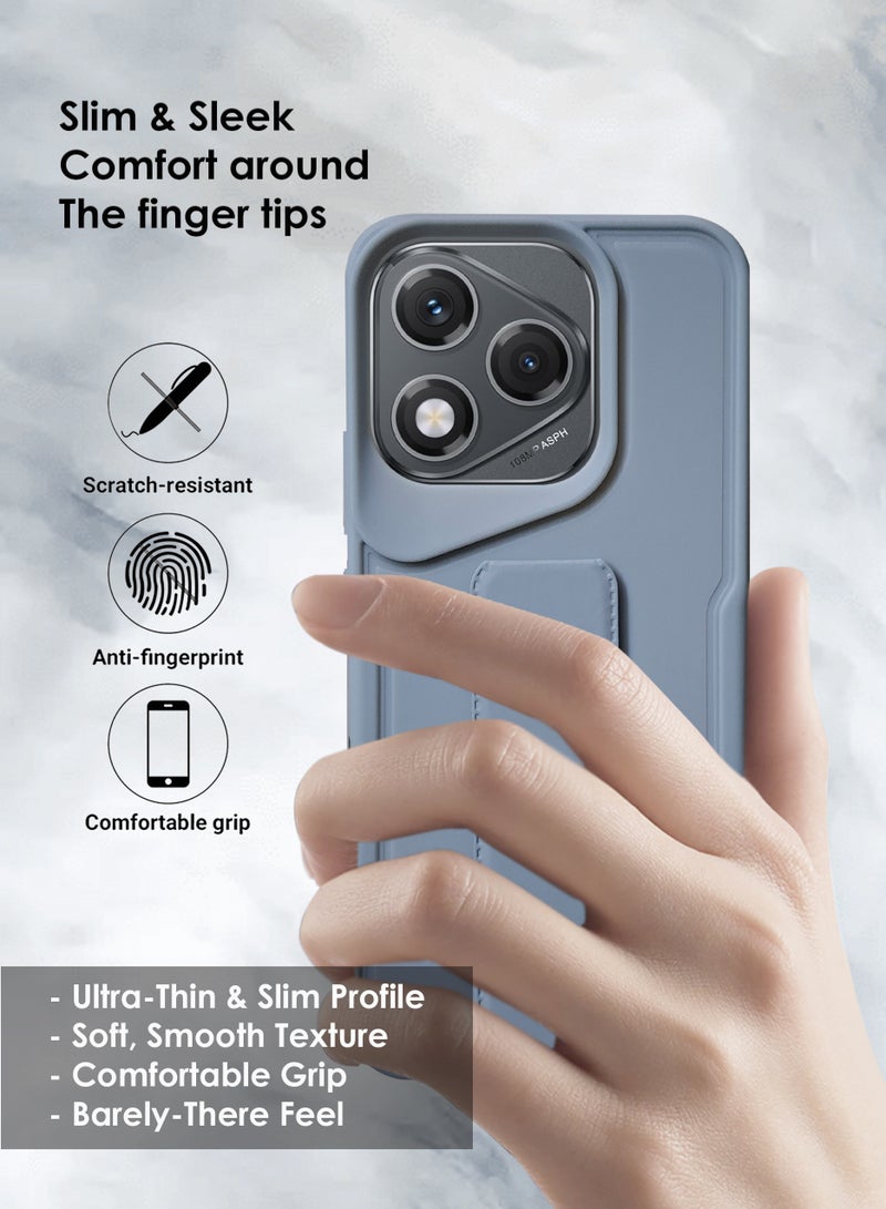 Honor 400 Lite Hand Grip Case Cover - Magnetic Hand Grip Holder & Kickstand - Strong Grip for Magnetic Car Holder, Stylish Silicone Case & Functional, Ultimate Convenience & Hands-Free Viewing - Grey - Image 3